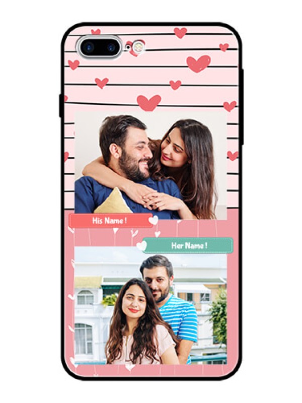 Custom Apple iPhone 7 Plus Custom Glass Mobile Case  - Photo with Heart Design