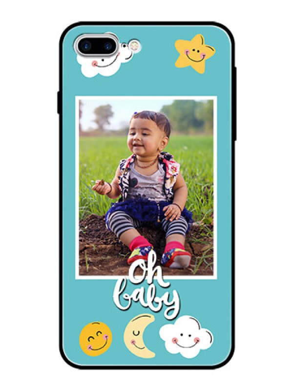 Custom Apple iPhone 7 Plus Personalized Glass Phone Case  - Smiley Kids Stars Design