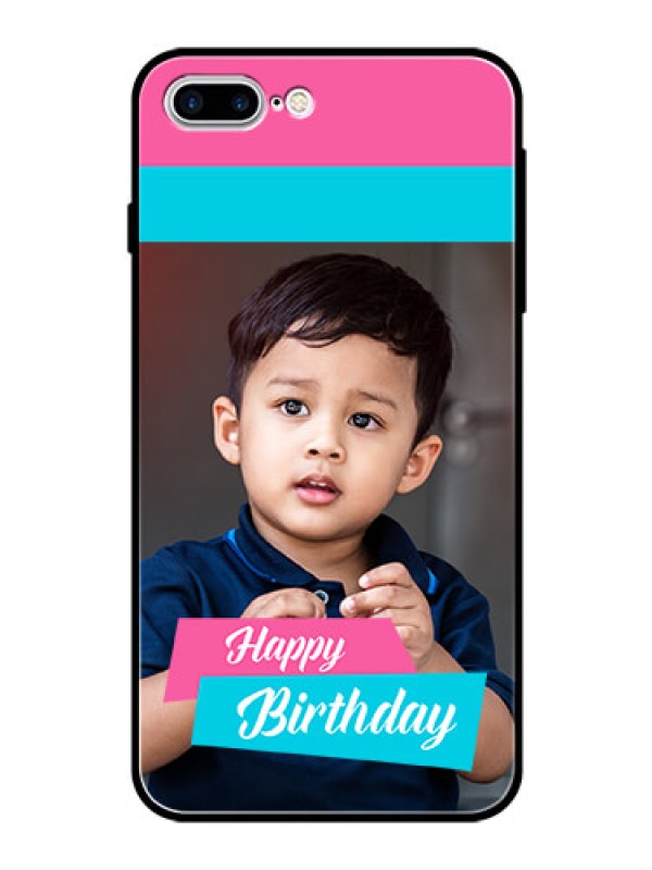 Custom Apple iPhone 7 Plus Personalized Glass Phone Case  - Image Holder with 2 Color Design
