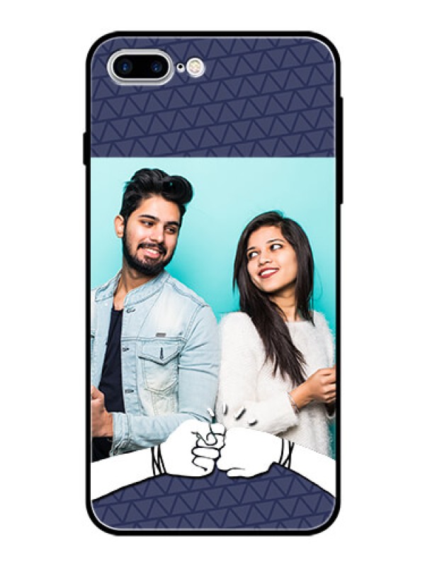 Custom Apple iPhone 7 Plus Photo Printing on Glass Case  - with Best Friends Design  
