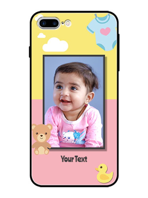 Custom Apple iPhone 7 Plus Photo Printing on Glass Case  - Kids 2 Color Design