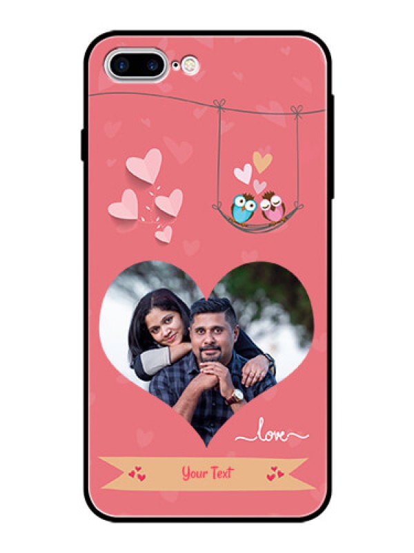 Custom Apple iPhone 7 Plus Personalized Glass Phone Case  - Peach Color Love Design 