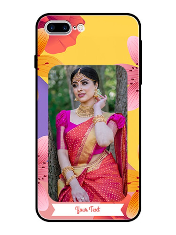 Custom Apple iPhone 7 Plus Custom Glass Mobile Case  - 3 Image With Vintage Floral Design