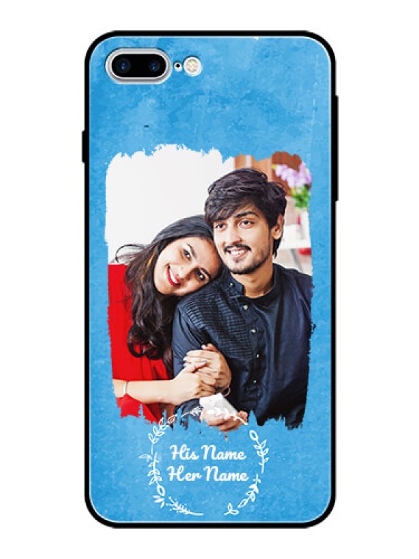 Custom iPhone 7 Plus Custom Glass Phone Case - Blue Color Vintage Design