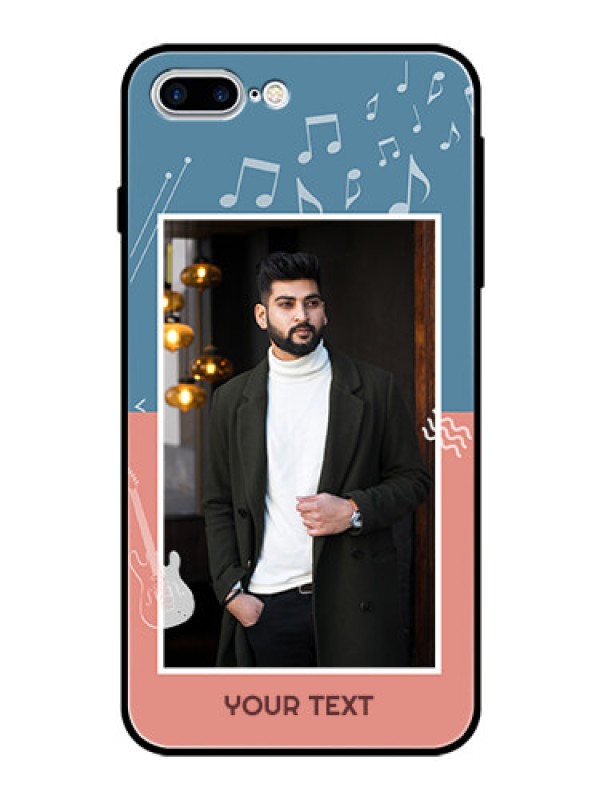 Custom Apple iPhone 7 Plus Photo Printing on Glass Case  - with Color Musical Note Design