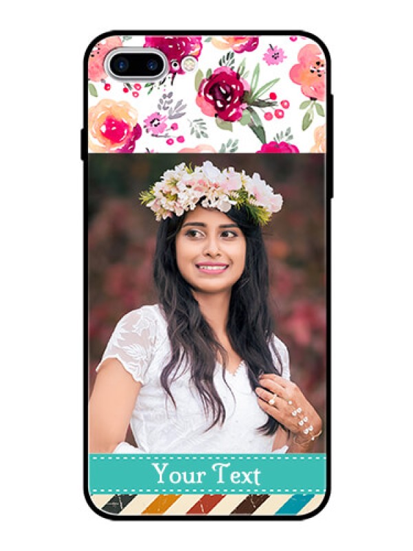 Custom Apple iPhone 7 Plus Custom Glass Phone Case  - Watercolor Floral Design