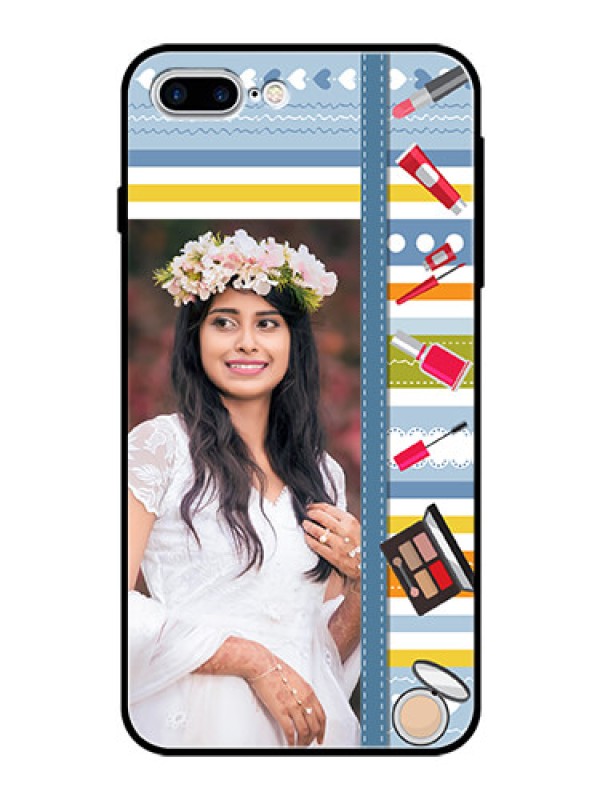 Custom Apple iPhone 7 Plus Personalized Glass Phone Case  - Makeup Icons Design