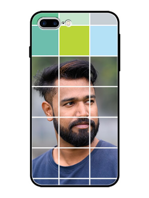 Custom Apple iPhone 7 Plus Photo Printing on Glass Case  - with white box pattern 