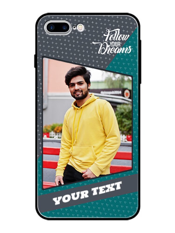 Custom Apple iPhone 7 Plus Personalized Glass Phone Case  - Background Pattern Design with Quote