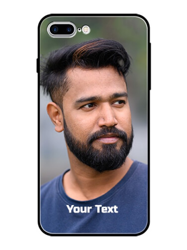 Custom Iphone 7 Plus Glass Mobile Cover: Photo with Text