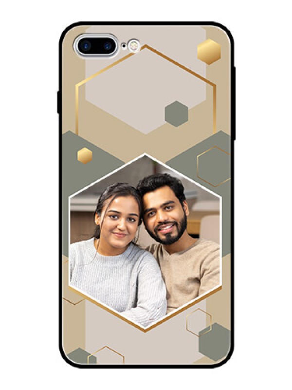 Custom iPhone 7 Plus Photo Printing on Glass Case - Stylish Hexagon Pattern Design
