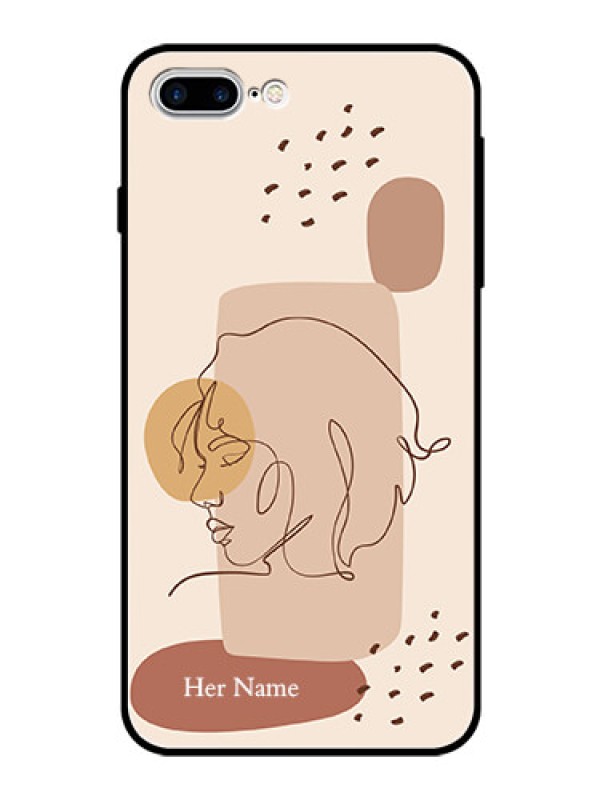 Custom iPhone 7 Plus Photo Printing on Glass Case - Calm Woman line art Design