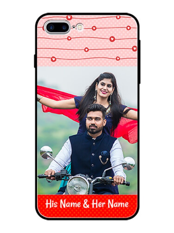 Custom Apple iPhone 8 Plus Personalized Glass Phone Case  - Red Pattern Case Design