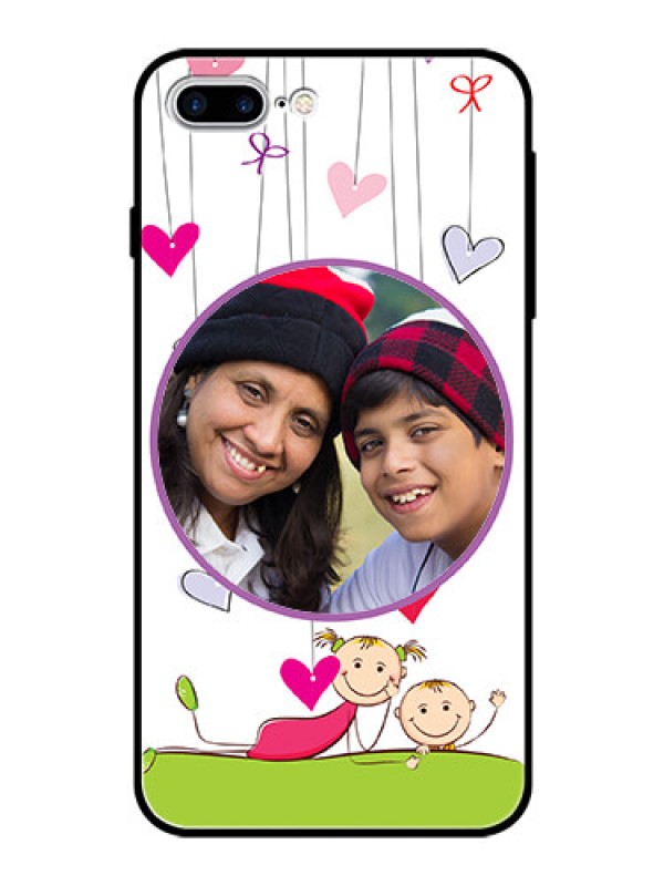 Custom Apple iPhone 8 Plus Photo Printing on Glass Case  - Cute Kids Phone Case Design