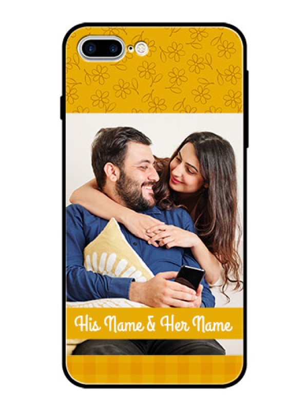Custom Apple iPhone 8 Plus Custom Glass Mobile Case  - Yellow Floral Design
