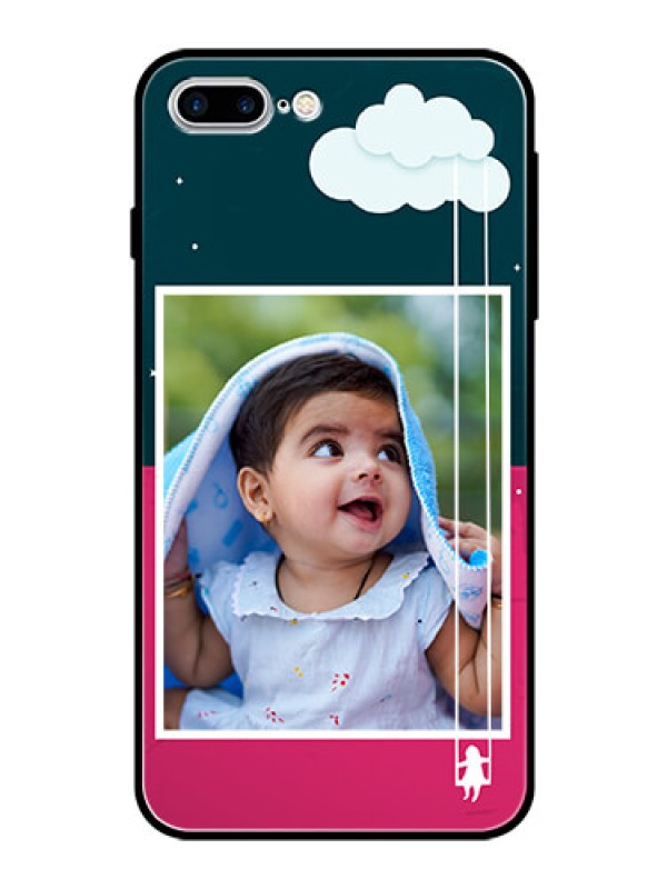 Custom Apple iPhone 8 Plus Custom Glass Phone Case  - Cute Girl with Cloud Design