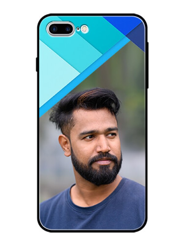 Custom Apple iPhone 8 Plus Custom Glass Phone Case  - Blue Pattern Design