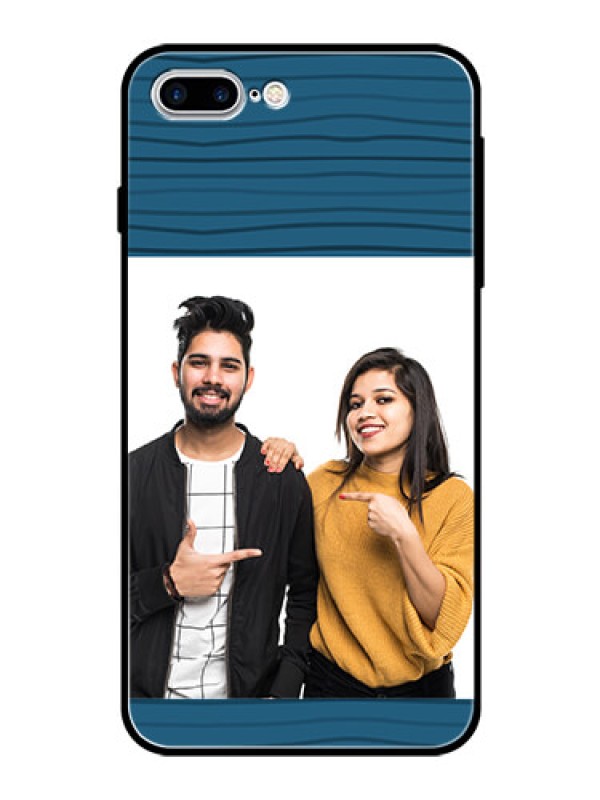 Custom Apple iPhone 8 Plus Custom Glass Phone Case  - Blue Pattern Cover Design