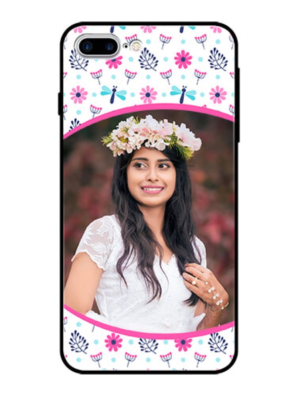 Custom Apple iPhone 8 Plus Photo Printing on Glass Case  - Colorful Flower Design
