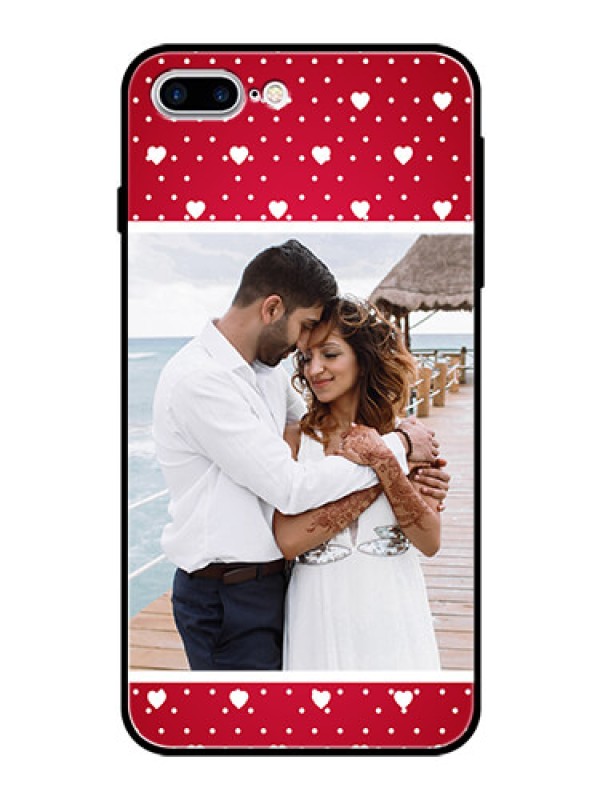 Custom Apple iPhone 8 Plus Photo Printing on Glass Case  - Hearts Mobile Case Design
