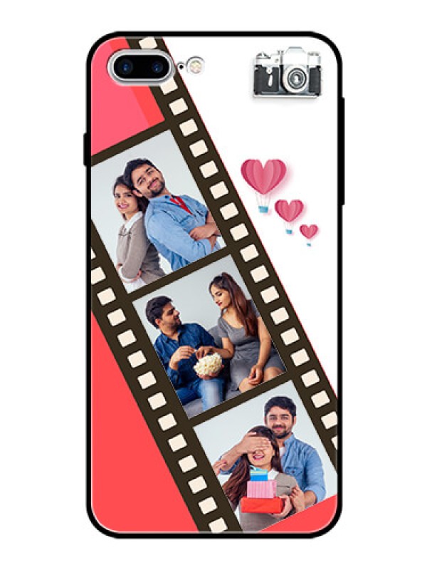 Custom Apple iPhone 8 Plus Personalized Glass Phone Case  - 3 Image Holder with Film Reel