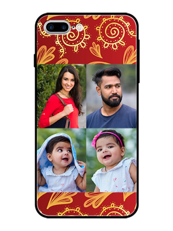 Custom Apple iPhone 8 Plus Photo Printing on Glass Case  - 4 Image Traditional Design
