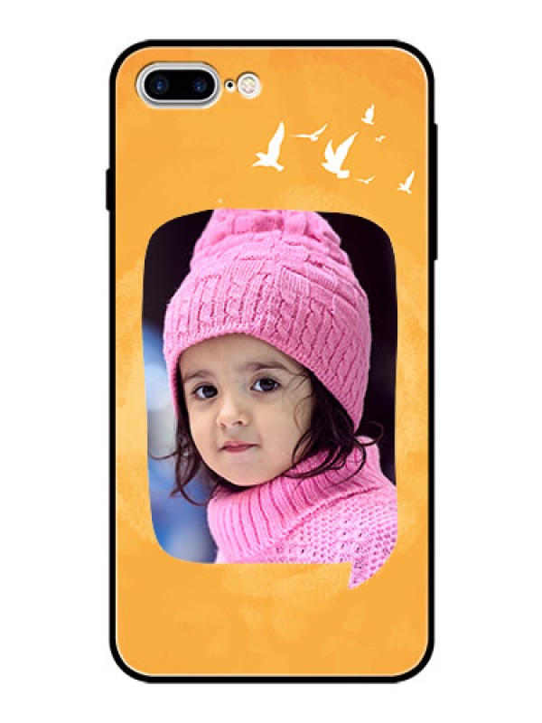 Custom Apple iPhone 8 Plus Personalized Glass Phone Case  - Water Color Design with Bird Icons
