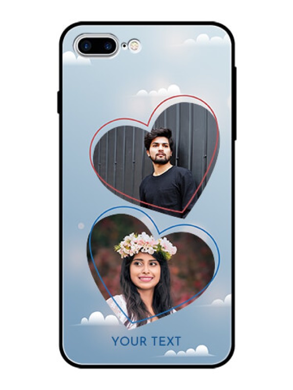 Custom Apple iPhone 8 Plus Custom Glass Mobile Case  - Blue Color Couple Design 