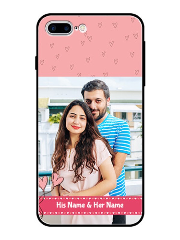 Custom Apple iPhone 8 Plus Personalized Glass Phone Case  - Love Design Peach Color