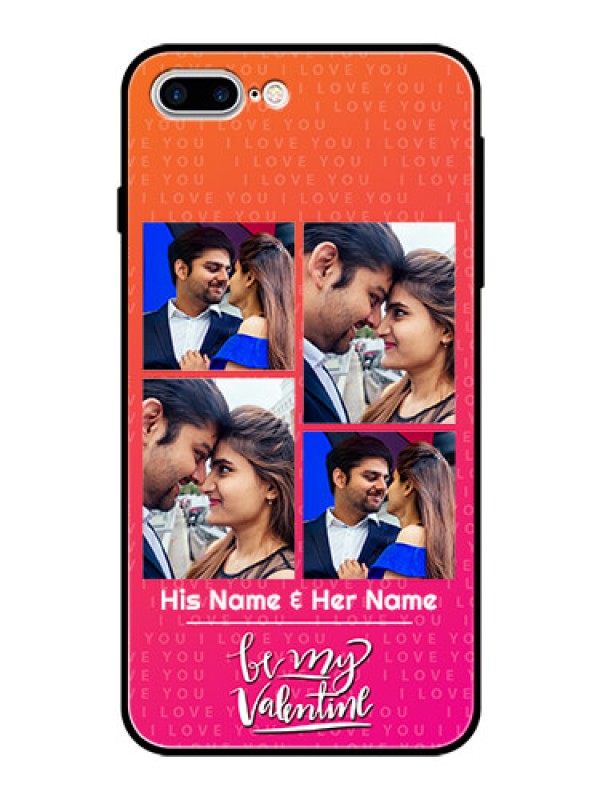 Custom Apple iPhone 8 Plus Custom Glass Phone Case  - I Love You Pink Design