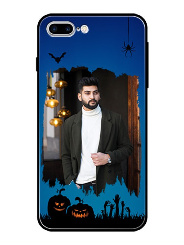 Custom Apple iPhone 8 Plus Photo Printing on Glass Case  - with pro Halloween design 