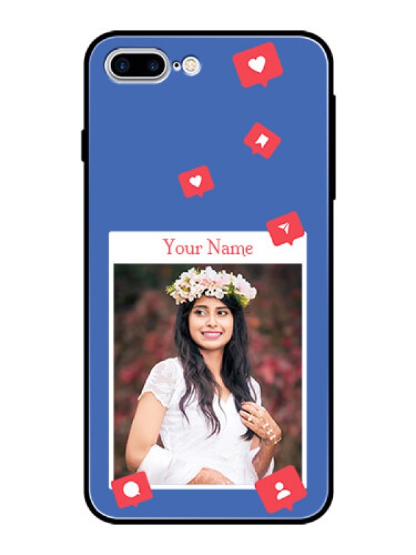 Custom iPhone 8 Plus Custom Glass Phone Case - Like Share And Comment Design