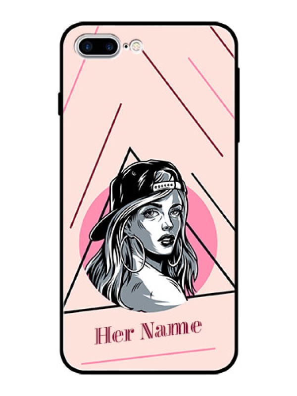 Custom iPhone 8 Plus Personalized Glass Phone Case - Rockstar Girl Design