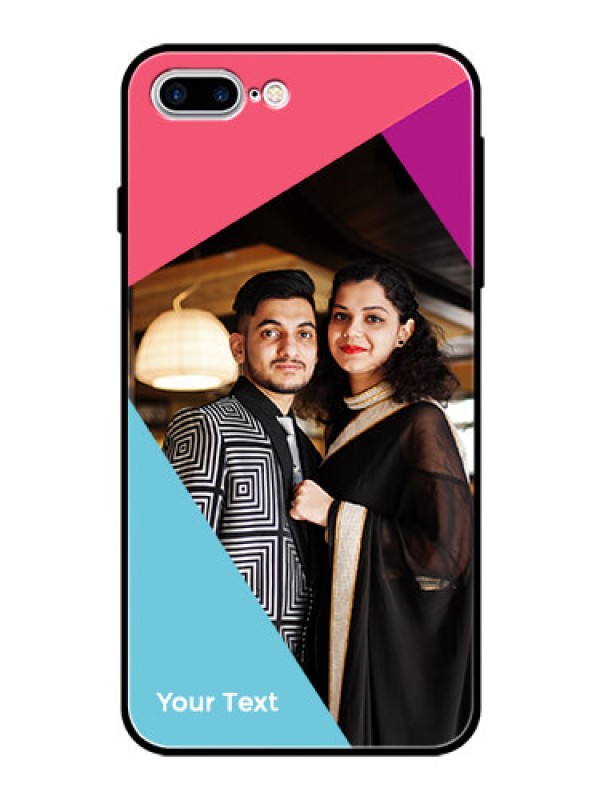 Custom iPhone 8 Plus Custom Glass Mobile Case - Stacked Triple colour Design