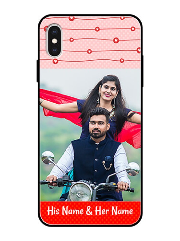 Custom Apple iPhone XS Max Personalized Glass Phone Case  - Red Pattern Case Design