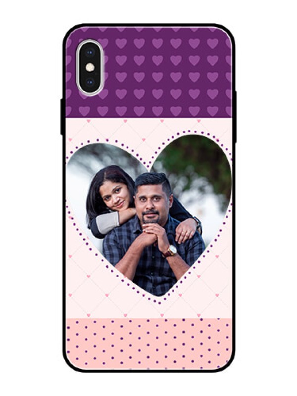 Custom Apple iPhone XS Max Custom Glass Phone Case  - Violet Love Dots Design