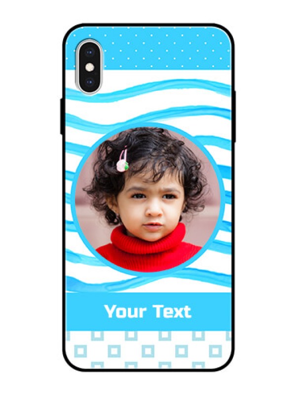 Custom Apple iPhone XS Max Custom Glass Phone Case  - Simple Blue Case Design