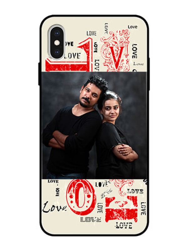 Custom Apple iPhone XS Max Photo Printing on Glass Case  - Trendy Love Design Case