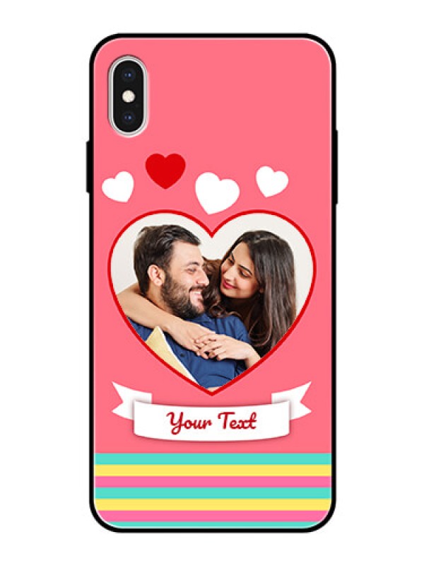 Custom Apple iPhone XS Max Photo Printing on Glass Case  - Love Doodle Design