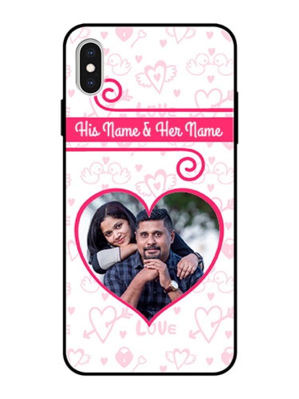 Custom Apple iPhone XS Max Personalized Glass Phone Case  - Heart Shape Love Design