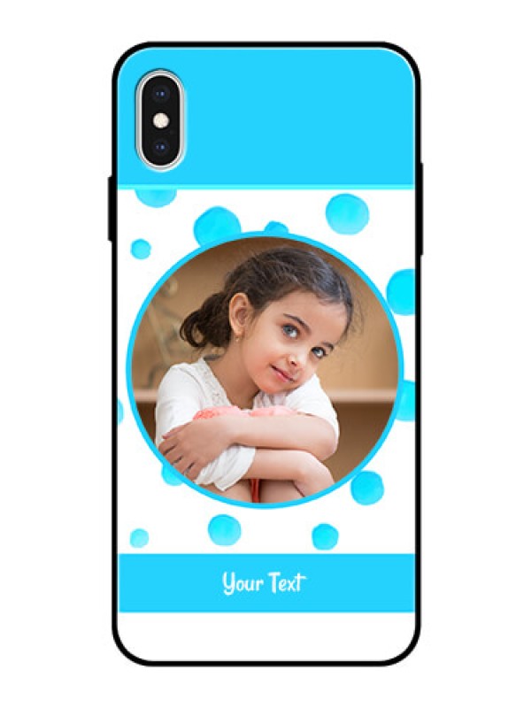 Custom Apple iPhone XS Max Photo Printing on Glass Case  - Blue Bubbles Pattern Design