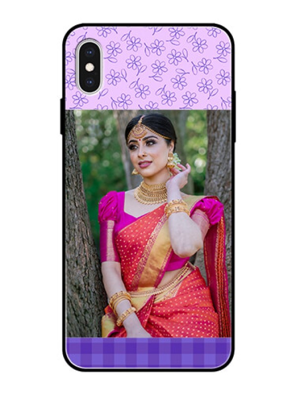 Custom Apple iPhone XS Max Custom Glass Phone Case  - Purple Floral Design
