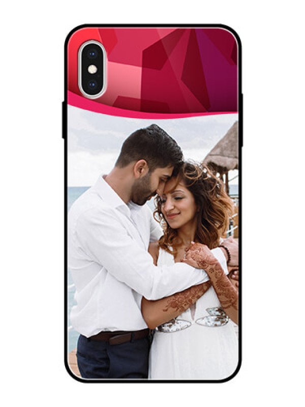 Custom Apple iPhone XS Max Custom Glass Mobile Case  - Red Abstract Design