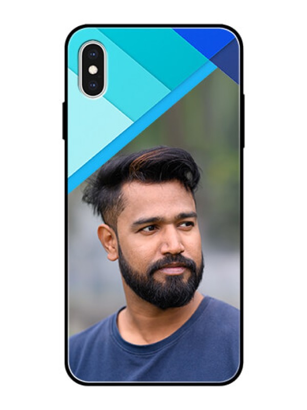 Custom Apple iPhone XS Max Custom Glass Phone Case  - Blue Pattern Design