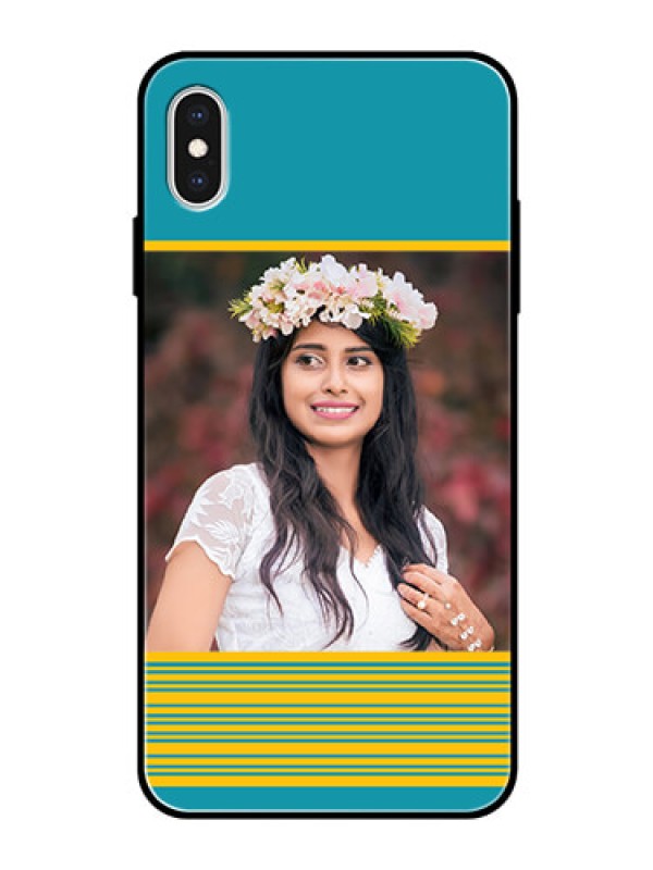 Custom Apple iPhone XS Max Custom Glass Phone Case  - Yellow & Blue Design 