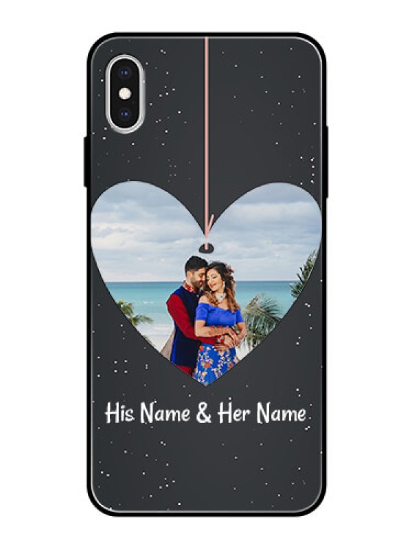Custom Apple iPhone XS Max Custom Glass Phone Case  - Hanging Heart Design