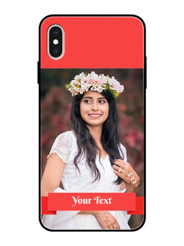 Custom Apple iPhone XS Max Custom Glass Phone Case  - Simple Red Color Design