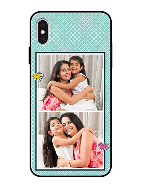 Custom Apple iPhone XS Max Custom Glass Phone Case  - 2 Image Holder with Pattern Design