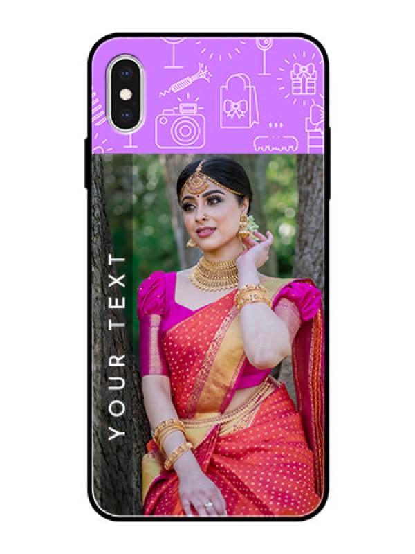Custom Apple iPhone XS Max Custom Glass Mobile Case  - Birthday Icons Design