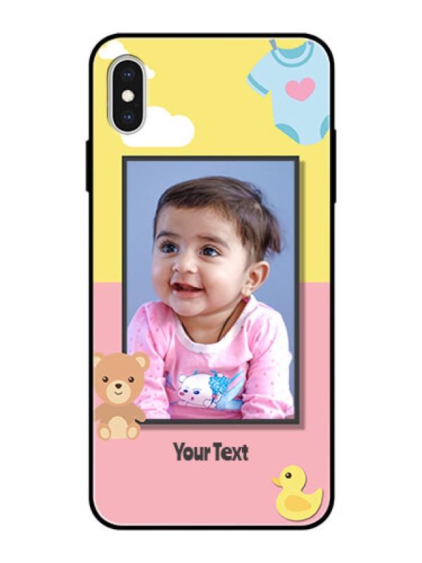 Custom Apple iPhone XS Max Photo Printing on Glass Case  - Kids 2 Color Design